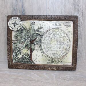 World Map Tropical Island 9" x 7" - 3d Wall Art Frame With Signature